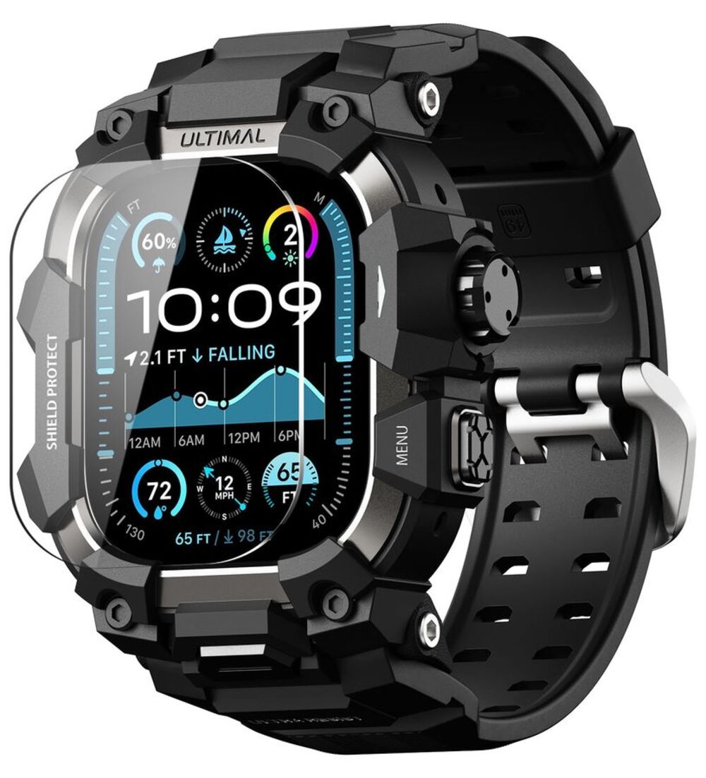 Black Tactical Shockproof Rugged Case Band For Apple Watch Ultra 49mm
